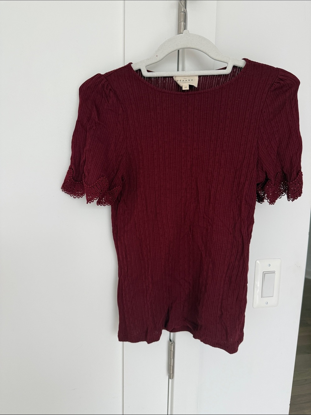 Sezane Cléa T-shirt Burgundy - Size XS